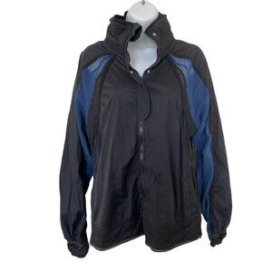 Free People Movement June Moto Layering Jacket Sz S Windbreaker Blue Black Mesh